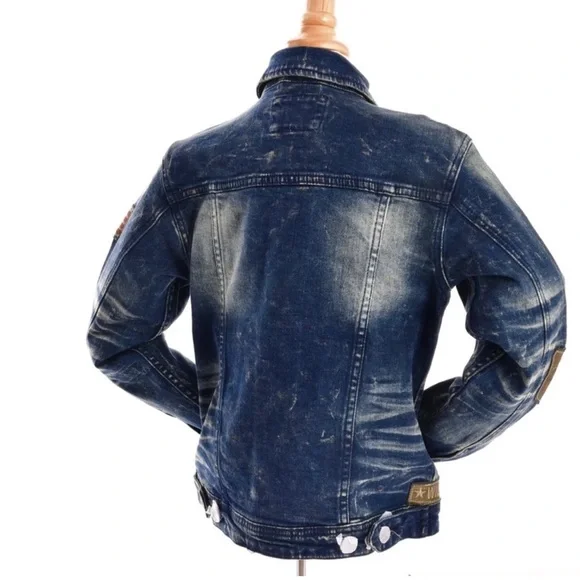 Kids Denim Jacket with Star Patches